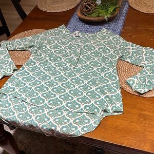 Rose & Olive Green and Cream Blouse
